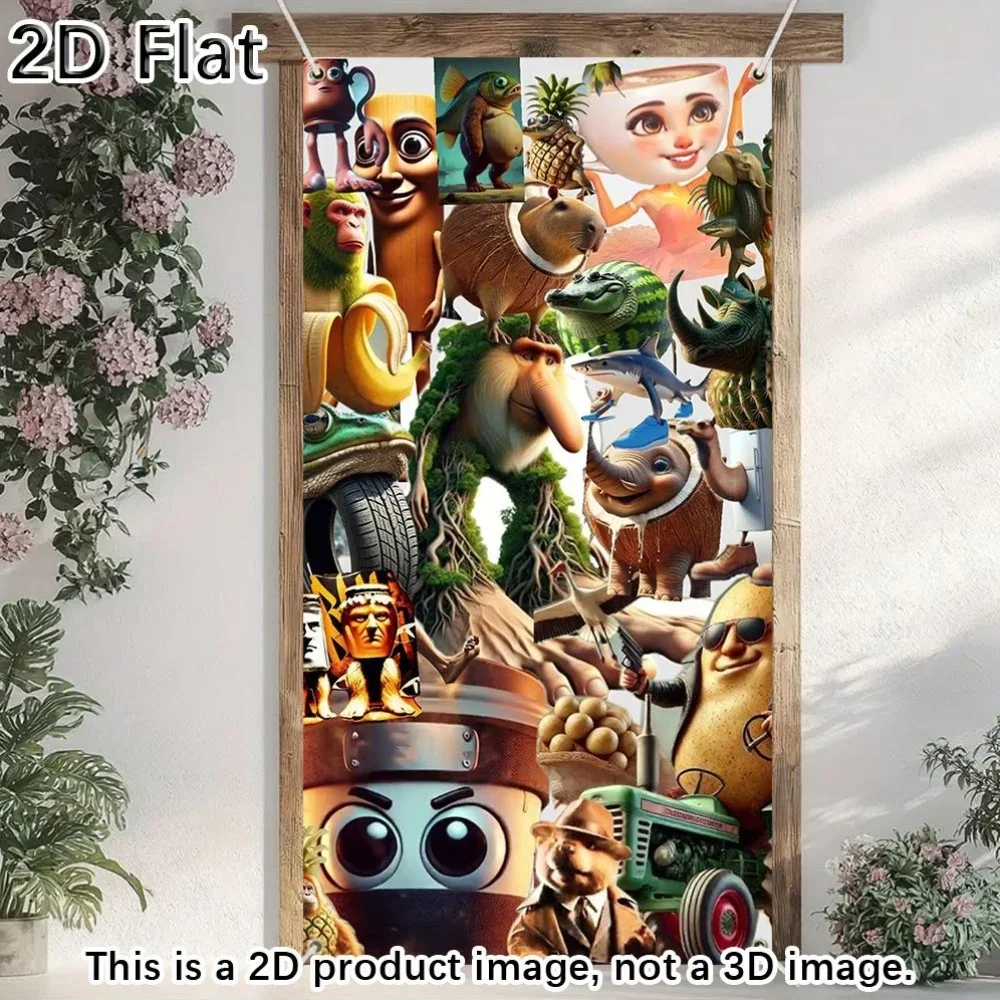 1 مجموعة 2DDoor راية شخصية كرتونية تصميم الإيطالية Brainrot ستارة الباب حفلة عيد ميلاد الديكور راية 2026 #1