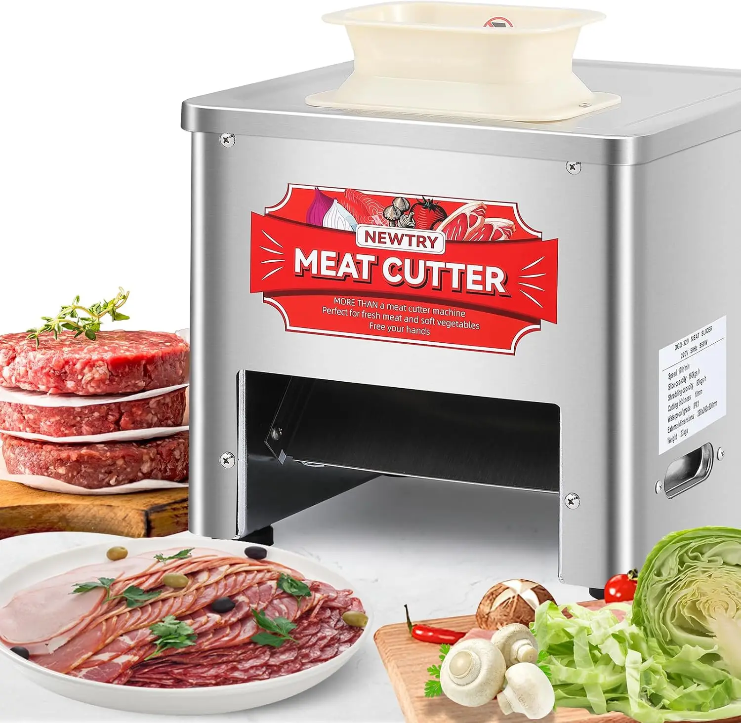 

Commercial Meat Cutter Machine, Blade, Save Time, Easy to Clean, Slices Strips Cubes