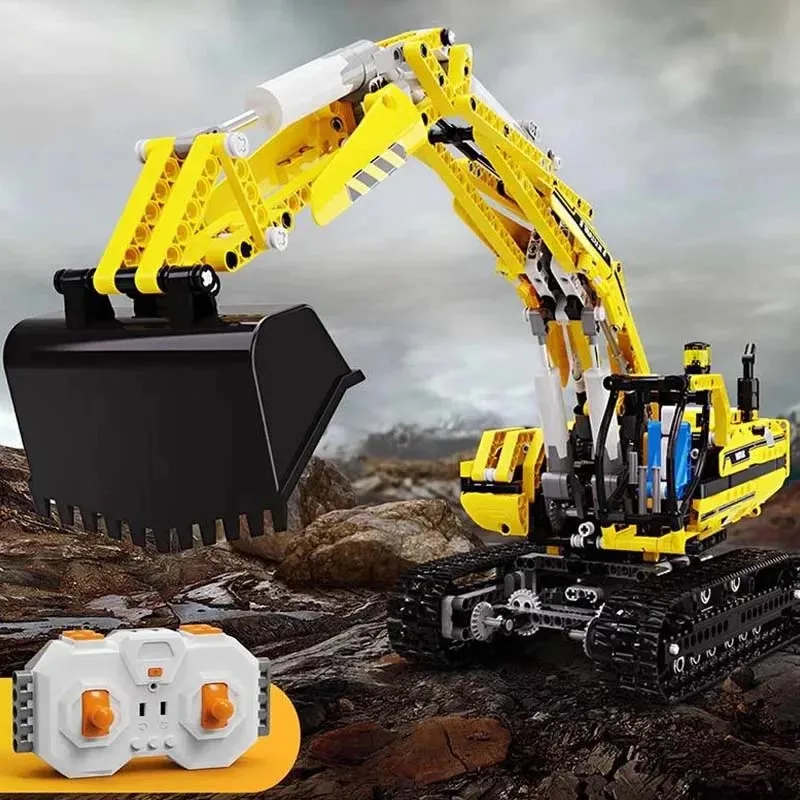 With Motor Motorized Excavator Building Blocks Bricks Model Toys Compatible Children Christmas Birthday Gifts20007 8043