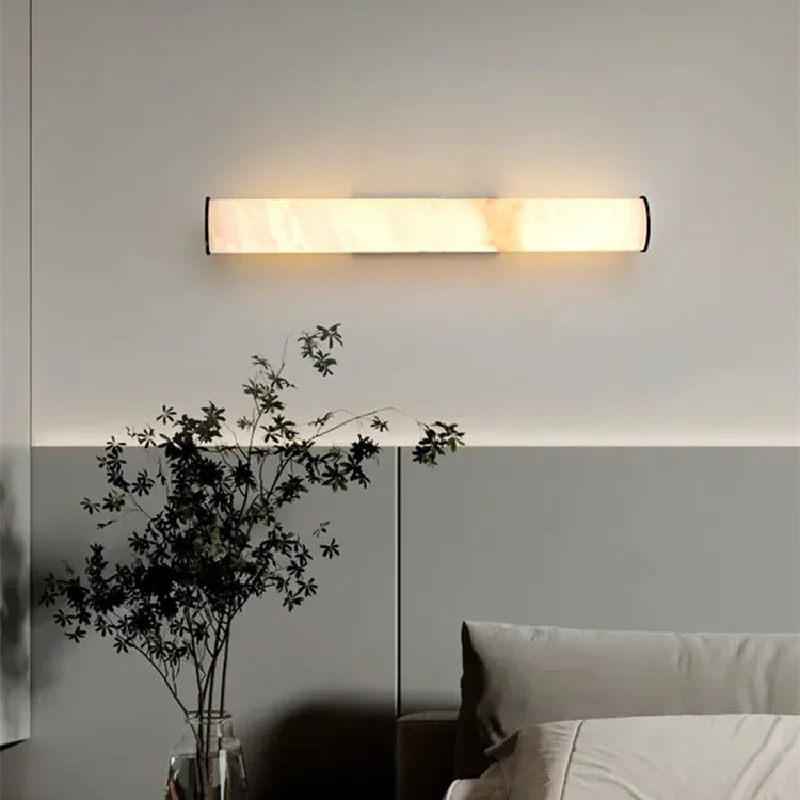 Lampada da parete moderna in marmo naturale spagnolo Decorazioni per la casa Luce a LED in rame di alta qualità Soggiorno di lusso Sfondo Muro Camera da letto