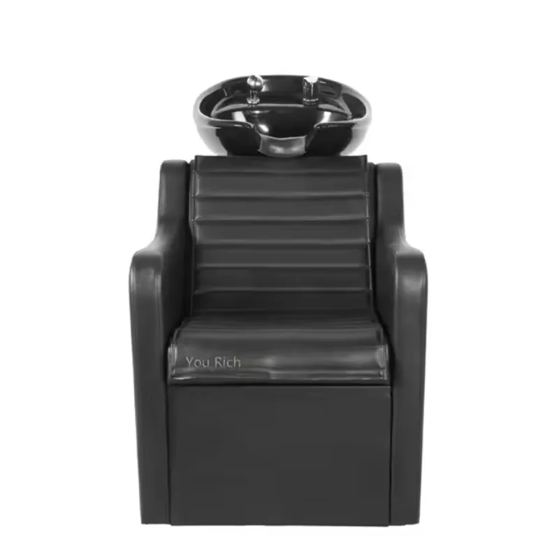 Modern Plastic Mobile Hair Wash Station Shampoo Basin & Chair Set with Rolling & Drainage System Durable Design