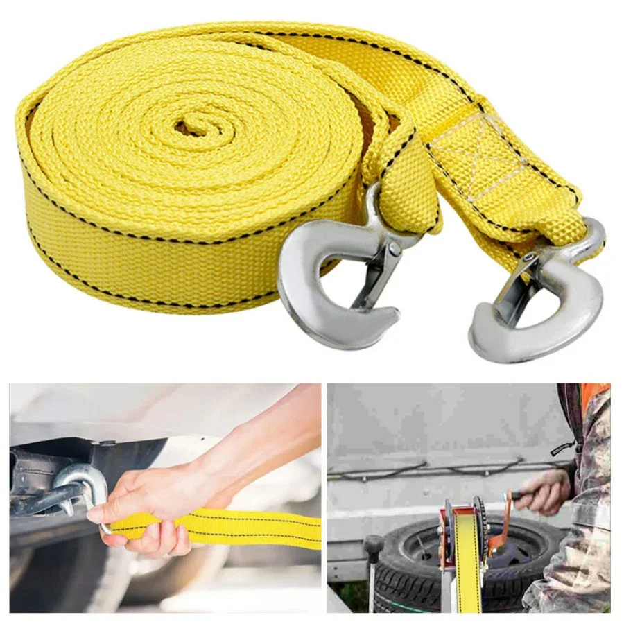 Cabo de Reboque Universal para Carro, Alta Resistência 5 Toneladas, Corda de Reboque para Carro, Ganchos de Tração, Acessório para Recuperação de Veículos