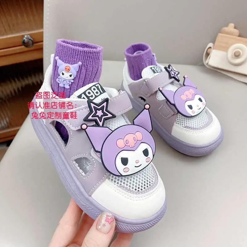 

Summer Kuromi Children Fashion Sports Shoes Kawaii Sanrio Anime Breathable Sandals Cute Cartoon Casual Sneakers Gifts for Kids