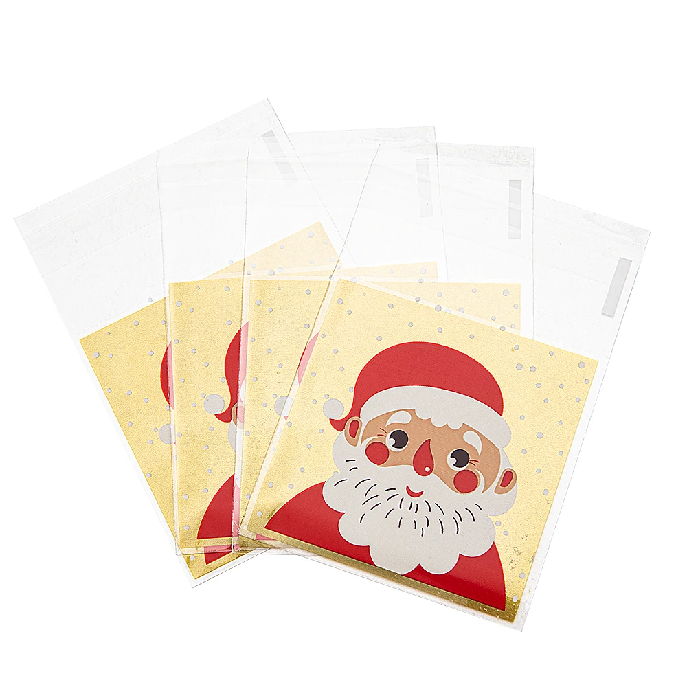 50pcs Christmas Transparent Self-adhesive Bags For Candy Cookies Baking Storage Holiday Decorations And Gift Packaging