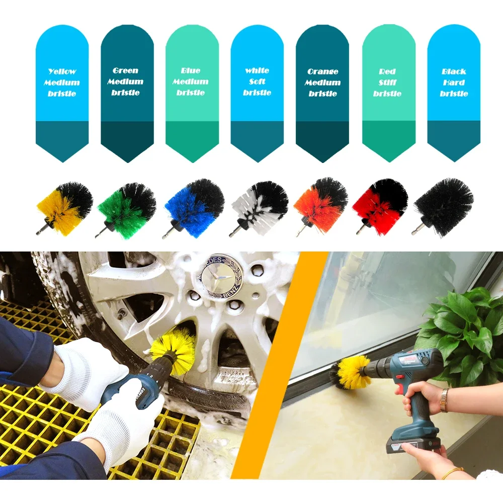 1Pcs 5 Inch Wheel Brush Car Washing Drill Cleaning Brushes for Rim Wash Bathroom Tub Shower Floor Car Auto Cleaning Washing Tool