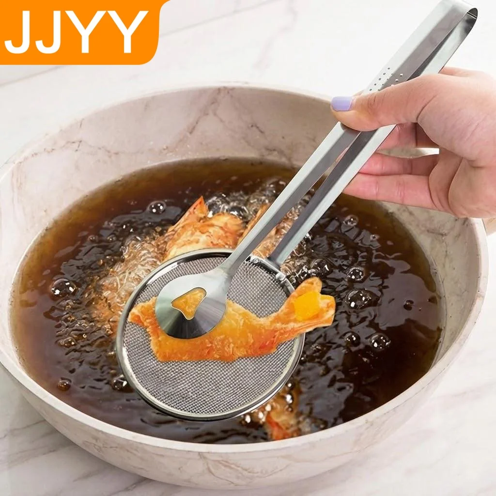 

Stainless Steel Fine Mesh Strainer Spoon with Clip Multifunctional Kitchen Tool for Oil Filter Colander Frying Food Salad BBQ Serving Tong Cooking Utensil Gadget Heat Resistant Durable Kitchenware Accessories Supplies