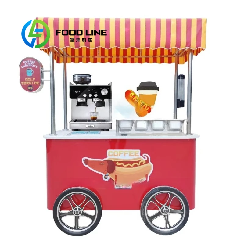 

Customized Hot Dog Push Cart Stand with Fryer Manufacturer Cheap Price Take Away Vending Cart