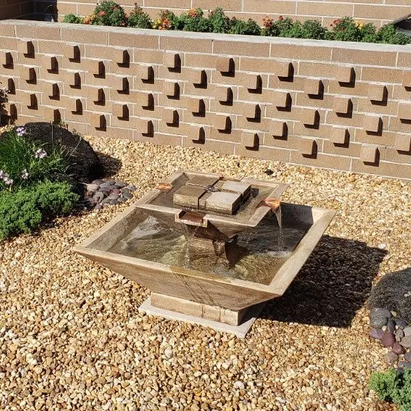 Resin outdoor fountain with dancing fire pit metal pond waterfall, suitable for home feng shui elegant outdoor decoration