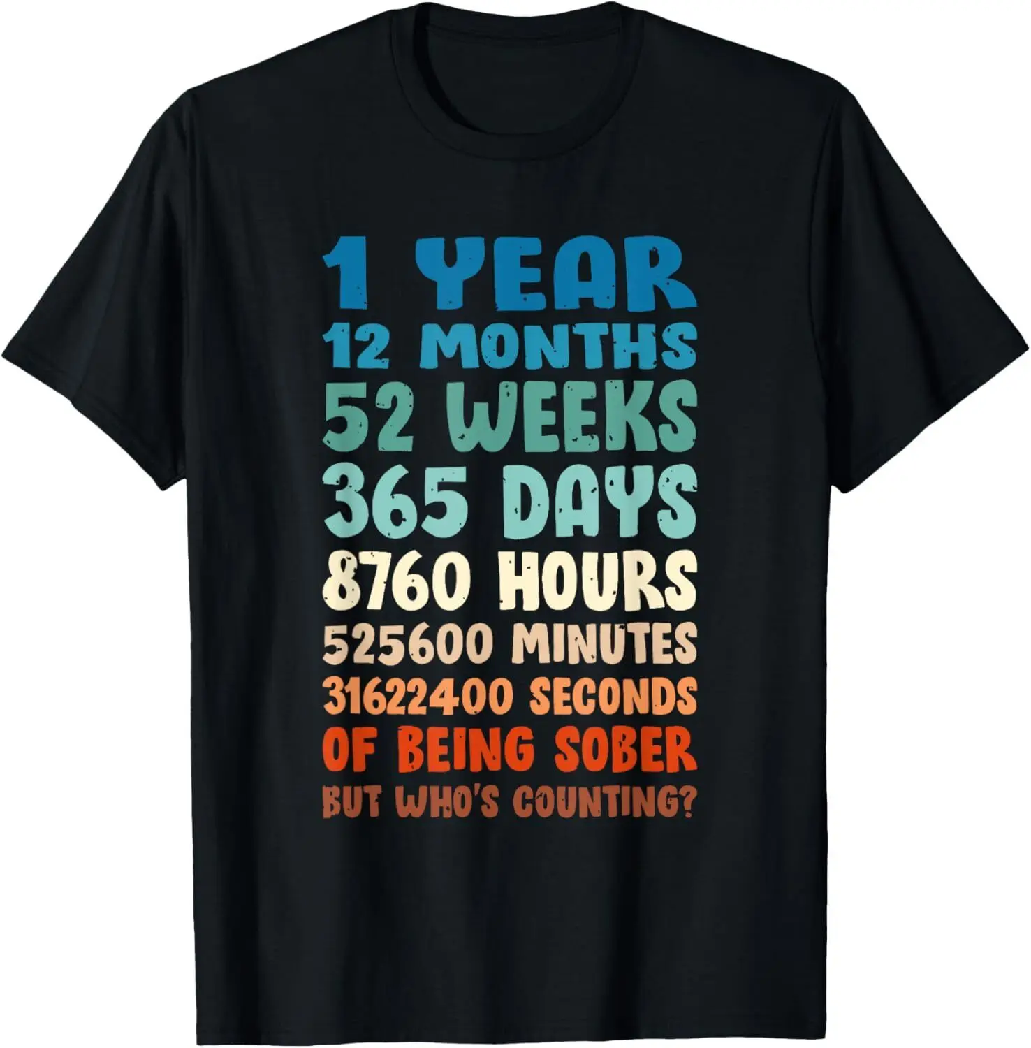 NEW! One Year Sober Birthday AA NA Sobriety Cool Gift Idea T-Shirt - MADE IN USA