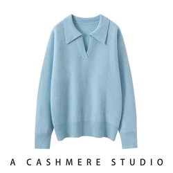 High-end New 100% Cashmere Sweater Long Dress Women Fashion Knitted Dresses Female Loose Large Size O-Neck Pullover 3Colors