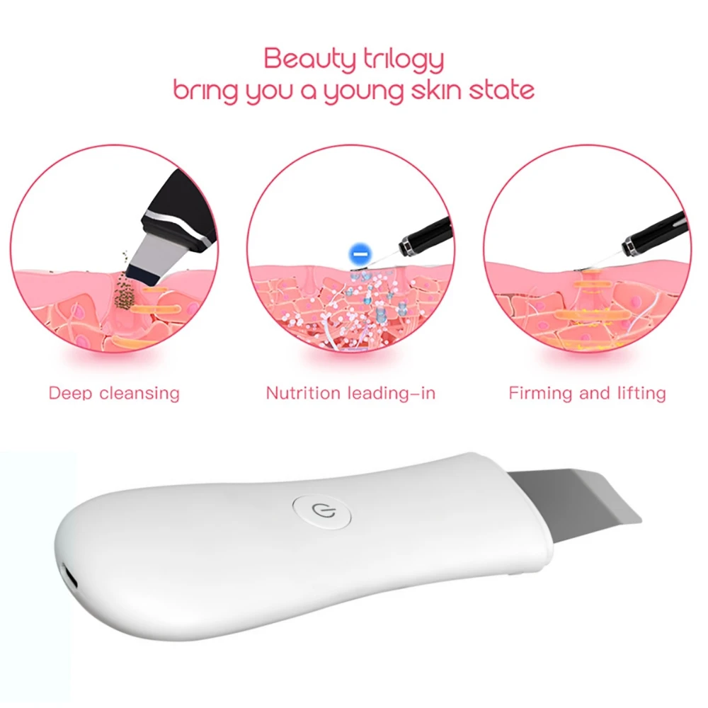 초음파 피부 스크러버 25KHz 딥 클렌징 도구 여드름 블랙헤드 제거 필링 스크럽 클렌저 페이셜 마사지기