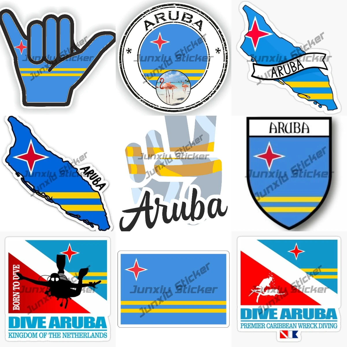 

Aruba Flag Seal Country Code ARU Oval Sticker Caribbean Island Decal Vacation Souvenir Waterproof Stickers Decoration