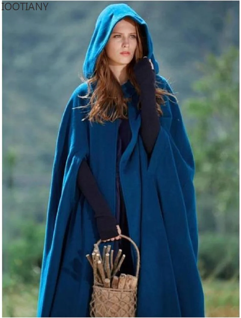 

IOOTIANY Vintage Medieval Gothic Creed Hooded Cloak Thin Coat Assassins Cosplay Women Vampire Devil Capes Pirate Robes Halloween