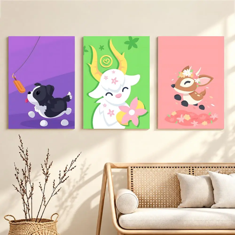Cozy Fun Pet Game A-Adopt Me Cartoon Poster Artwork Self Adhesive Indoor Wall Hanging Room Decor Gift