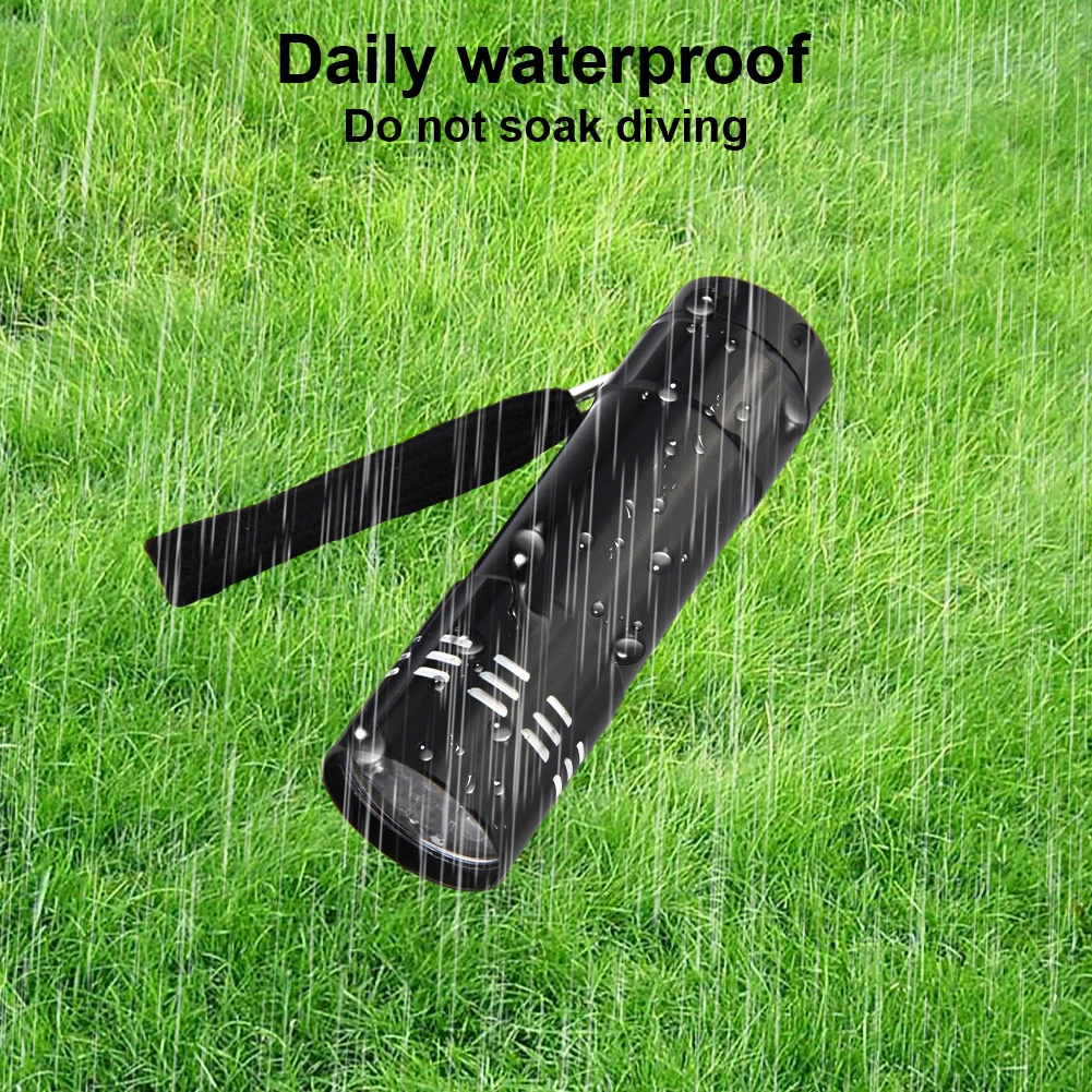 9 LED Ultraviolet LED Flashlight Waterproof 395nm Handheld Ultraviolet Detector Portable for Fluorescent Agent/ Currency Test