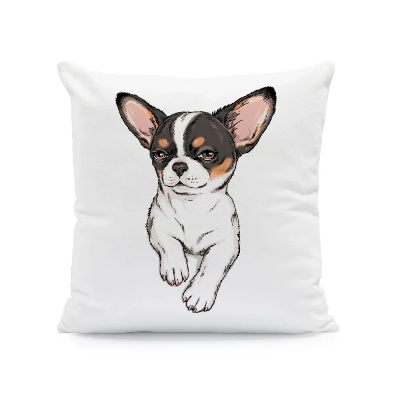 Cushion Cover Chihuahua Dog Footprint Pillowcase Bedroom Living Room Sofa Children Pillowcase