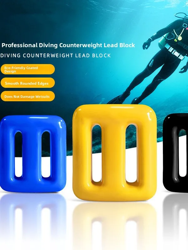 Diving Lead Weights 1500g Coated Diving Buoyancy Control Lead Blocks Durable Rubber Coating Neutral Sport Outdoor Diving Equi...