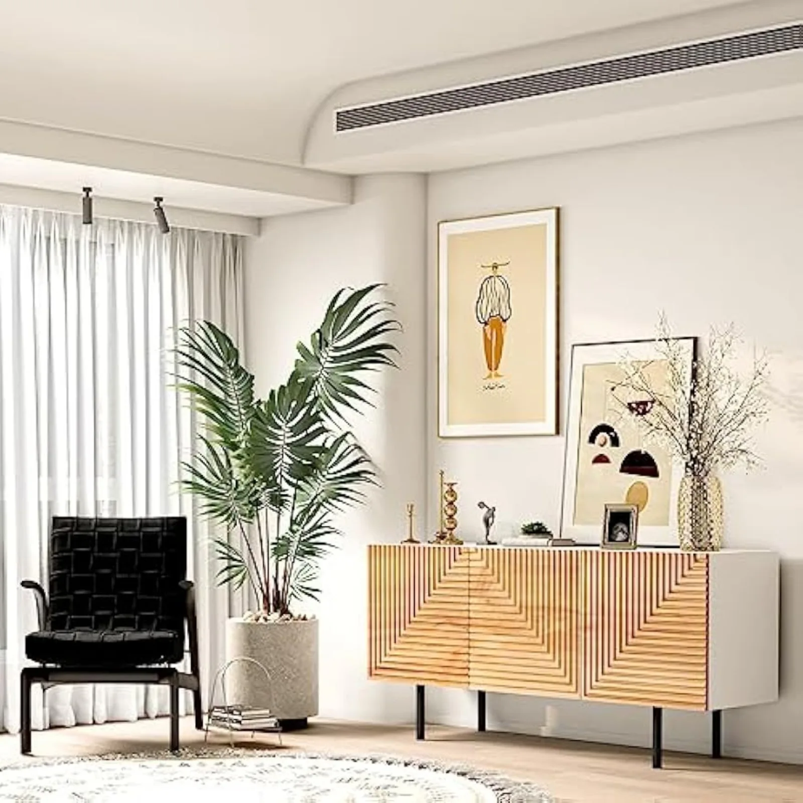 Boho Sideboard Buffet Cabinet, Mídia, EUA, até 65"