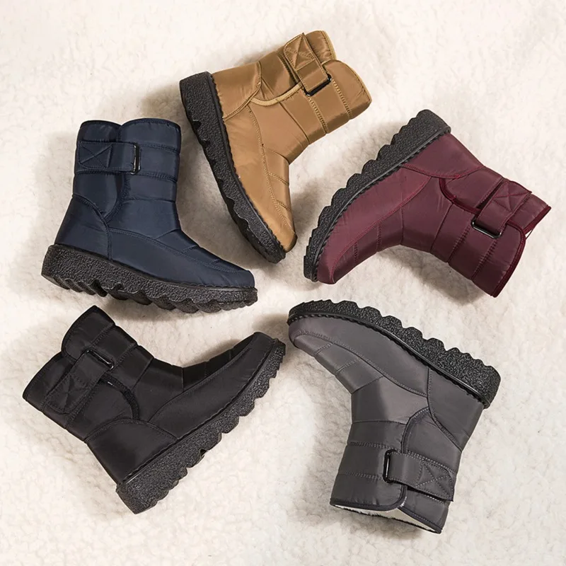 High-Top Plush Boots Waterproof Hook Loop Plus Velvet Women Shoes Long Tube Outdoor Snow Boots 2023 New Winter