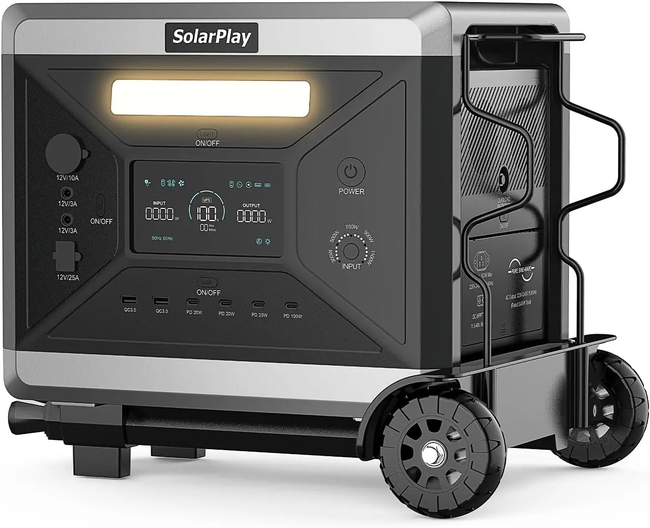 Q2501 Station, 2400W/2160Wh LFP Solar Generator with Cart, Fast Charging Emergency Power Backup Solar Po