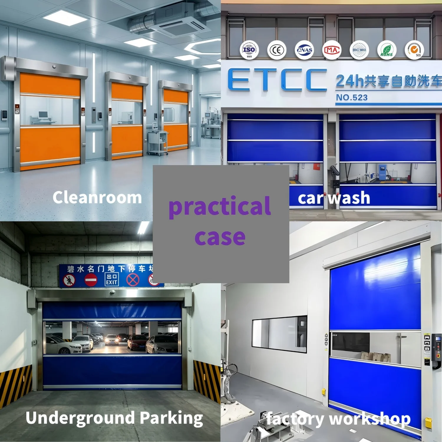 Industrial High Speed Roll up Fast Door Auto Pvc High Speed Door for Fully Automatic Self-service Car Wash  Roller Shutter Door