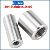 M8 M10 M12 M14 M16 M20 304 Stainless Steel Extend Long Lengthen Round Coupling Connector Joint Sleeve Tubular Nut