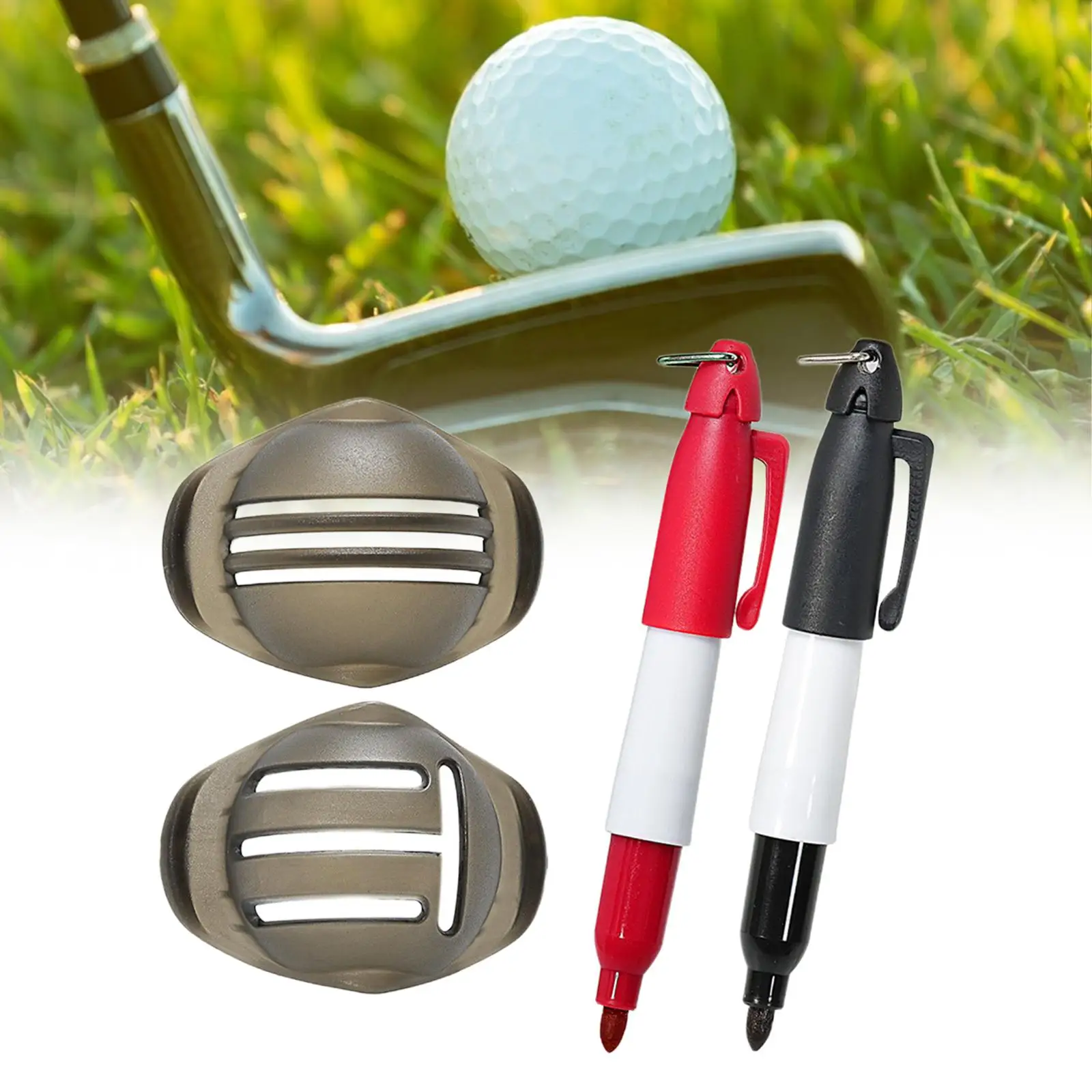 2Pcs Golf Ball Marker Set Line Golf Ball Line Liner for Positioning Gift Men