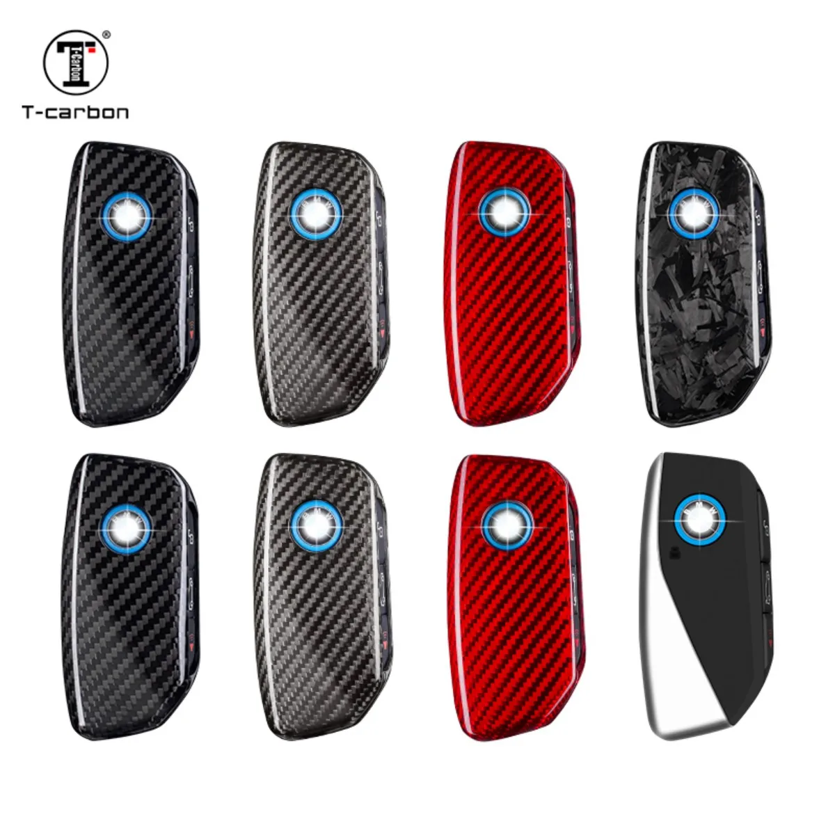 Carbon Fiber Car Key Case Cover Fit For BMW 2023 7 Series I7 G07 LCI XM X7 G07 U11 Key Holder Interior Accessories T-carbon