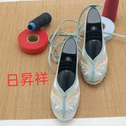 Hanfu Shoes Lace Up Shoes Ethnic Style Embroidered Shoes Old Beijing Cloth Shoe Dance Shoe Multi Color Antique China Style Shoes