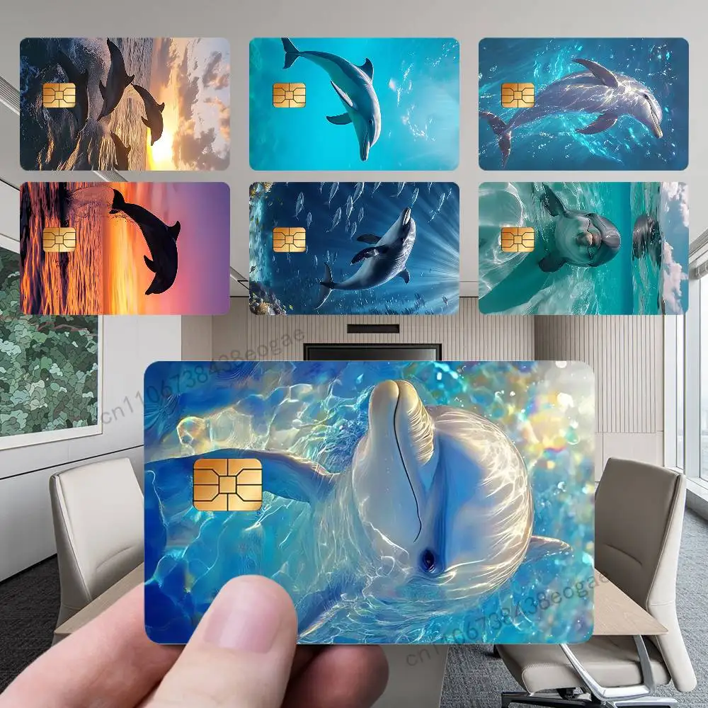 

Cute Sea Elves Dolphin PVC Sticker Film Tape Skin for Credit Debit Card For Credit Debit Card Small Large Chip
