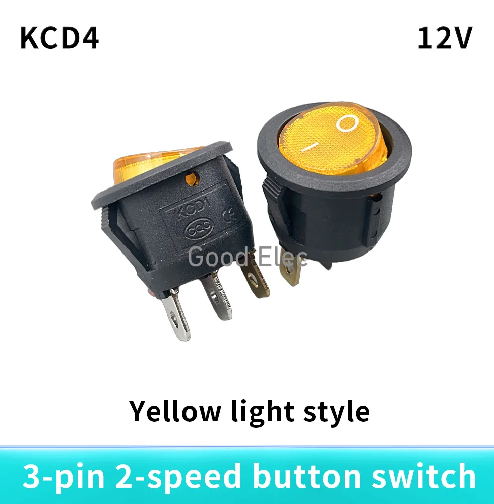 4Pcs 3Pin ON/OFF Car 220V/12V Round Rocker Dot Boat LED Light Toggle Switch SPST  Light Switch YUAN