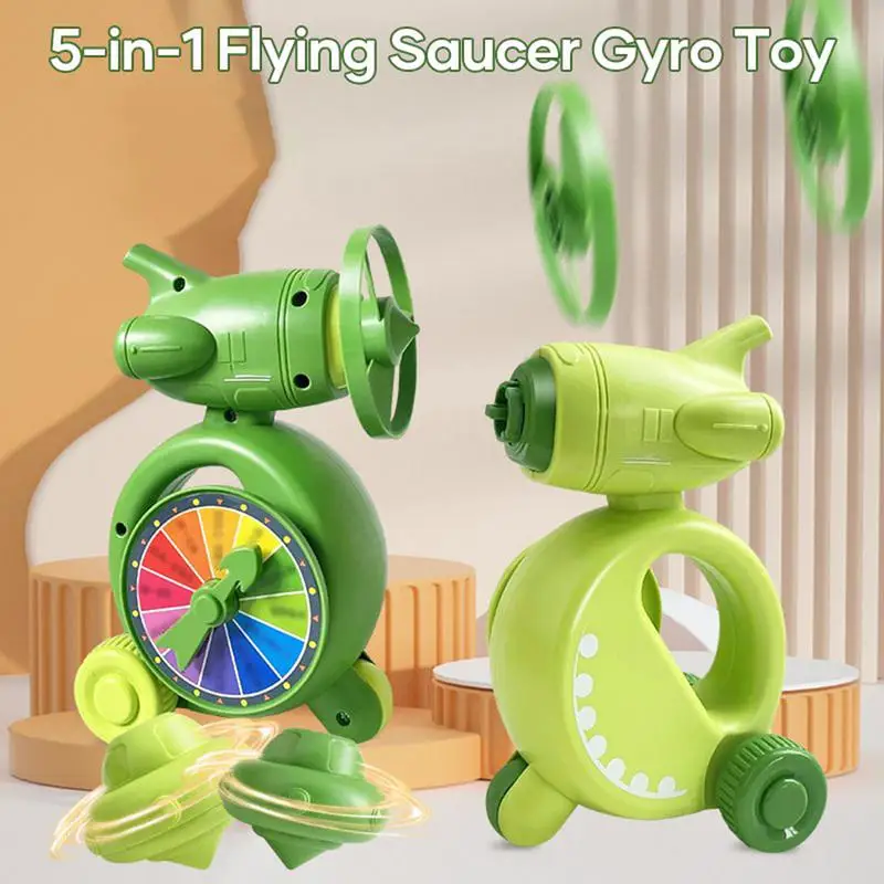 5 in 1 flying saucer gyro toy Children Saucer Launcher with Whistle Bamboo Dragonfly Ejection Toys Outdoor Gyroscope Toys Gifts