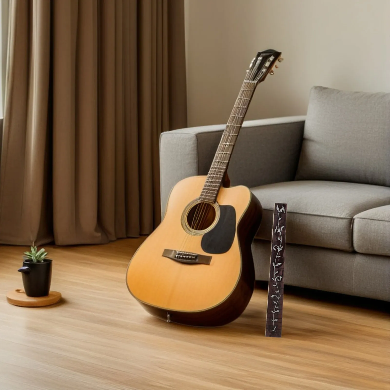 41 Inch Wood Acoustic Guitar Neck Fretboard with 20 Frets Enhances Playability Tone Projection Fretted Instrument Fingerboard