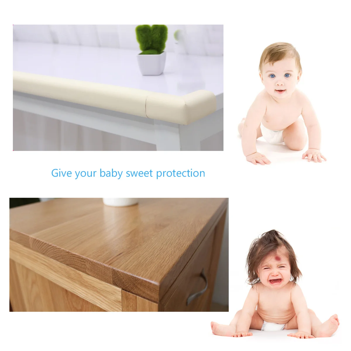 

White 2m L-Shaped Thicken Nbr Baby Safety Bumper Strip for Furniture Corners and Edges Baby Safety Corner Guard