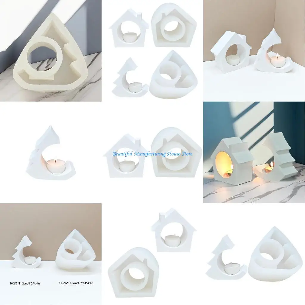 

E56A Holder Base Ornament Silicone Mold Christmas Tree House Holder