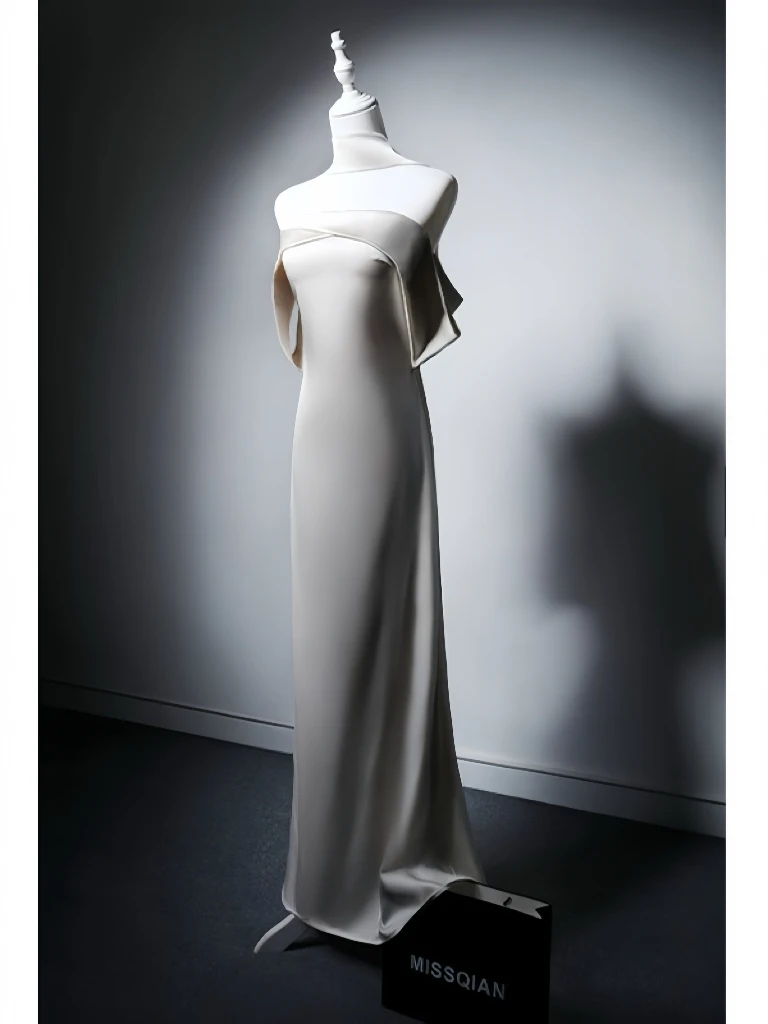Robe de soirée en satin pour femmes, rubans de soie, sans bretelles, longueur au sol, sirène, célébrité de mariage, longue robe maxi, robes d'occasion formelles