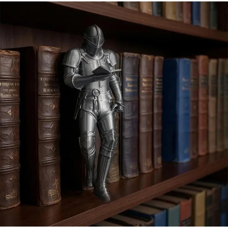 3D printing Knight Statue Knight Bookshelf Decor Armored Gothic Statue Fantasy Library Figurine for Book Lovers Desktop Ornament