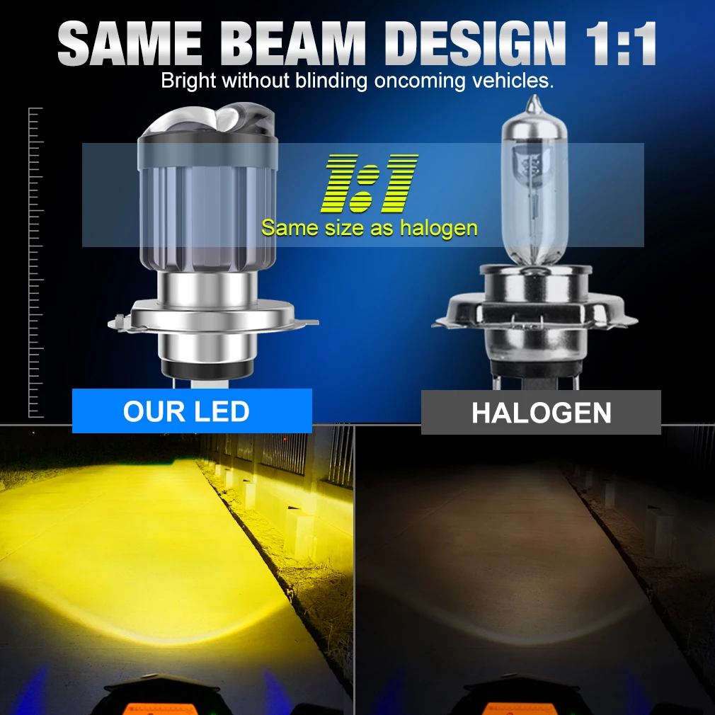 25000LM H4 LED Moto H6 BA20D LED Motorcycle Headlight Bulbs CSP Double Lens White Yellow Hi Lo Lamp Scooter Accessories 12V