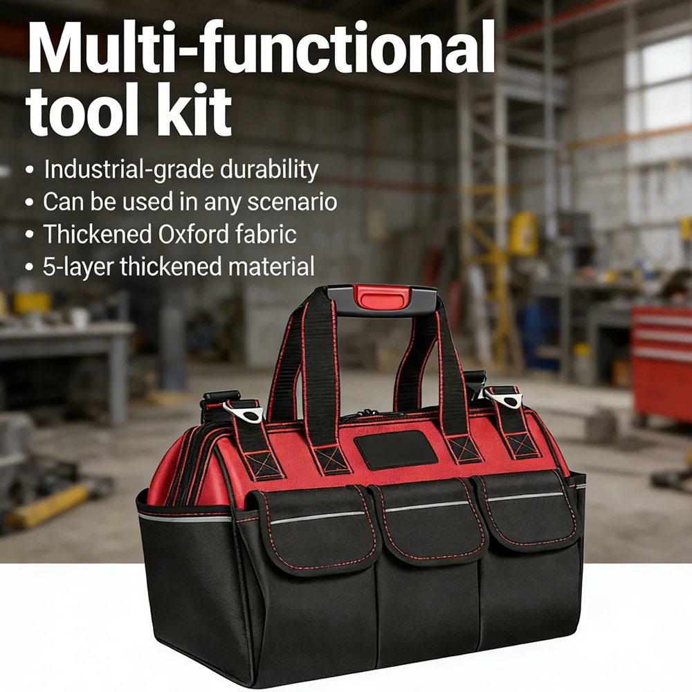 

202, сверхмощная сумка для инструментов Оксфорд 1680D для электрика, водонепроницаемый органайзер для гаечных ключей, многофункциональная рабочая сумка для хранения подрядчиков