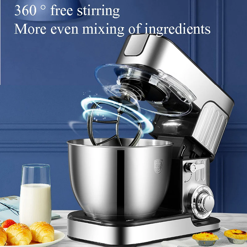 خلاط طعام تجاري سعة 7.3Qt بقدرة 450 وات ماكينة عجان دوارة مزدوجة معدات خبز لمطعم بيتزا