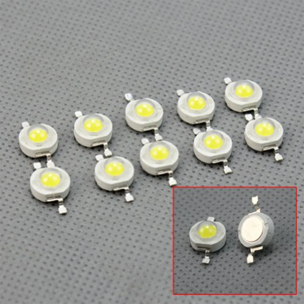 10Pcs LED Chip Beads High Brightness 1W 6000-6500K 100-110Lm Low Power Consumption Lamp for Floodlight Spotlight
