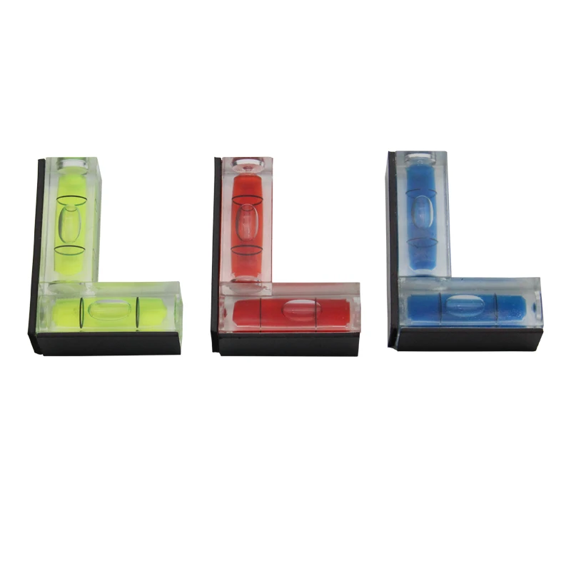 Acrylic L-shaped level, side magnetic portable level, mini horizontal bubble