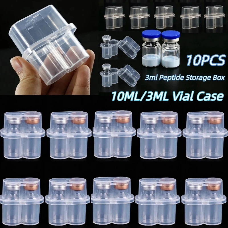 10 Stück 10ml Fläschchenbehälter, 3ml Peptid-Aufbewahrungsbox, Injektionsfläschchenhalter, Peptid-Gefrierschrank-Aufbewahrungsbox, Kühlschrank-Peptidbehälter – Detail 1