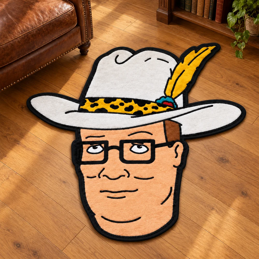Cartoon K-King of The Hill Shaped Flannel Rug, Creative Irregular Floor Mat for Bedroom Living Room Entryway Decor, Unique Gift