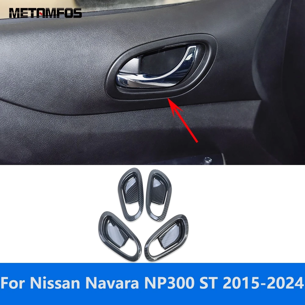 Interior Door Handle Bowl Cover Trim For Nissan Navara NP300 ST 2015-2019 2020 2021 2022 2023 2024 Carbon Fiber Car Accessories