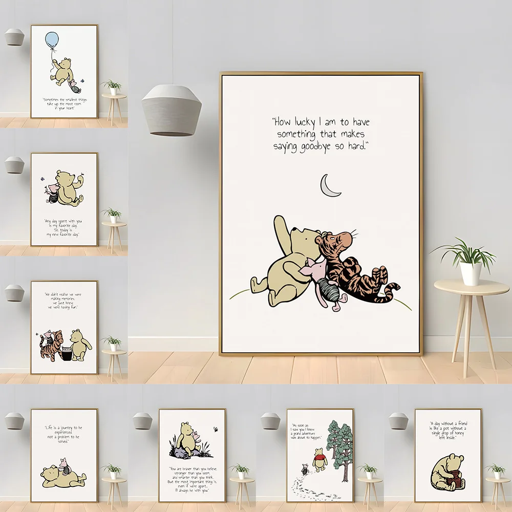 

MINISO Disney Cartoon Winnie the Pooh Piglet Wall Art Poster Warm word Kid Room Home Decor Canvas Painting Picture Print Artwork