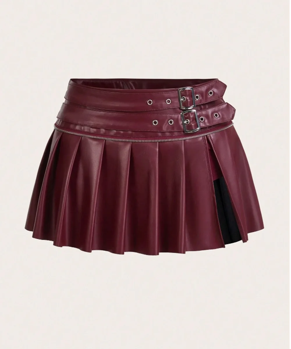 Winter New Women's Sexy Spice Girls Pleated Skirts Split-ended Mini Skirts