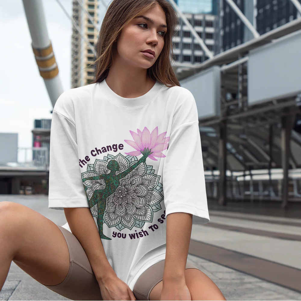 

Женская футболка с принтом The Change You Wish To See, модная уличная одежда с круглым вырезом, повседневная футболка с короткими рукавами, топ для женщин