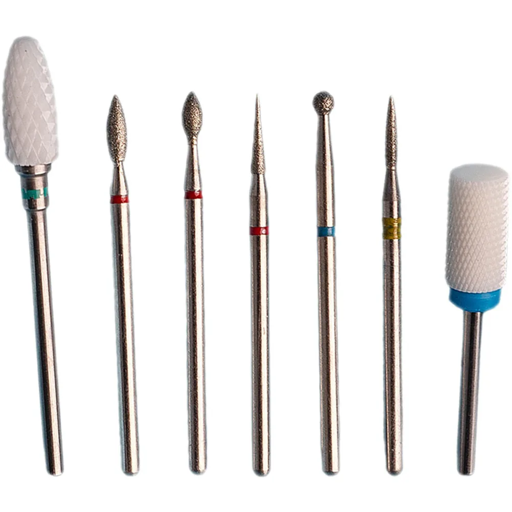 7 個のネイルドリルビットアクリルネイル用使いやすい耐久性のあるポータブルキューティクル除去ジェルポリッシュマニキュアネイルドリルビット