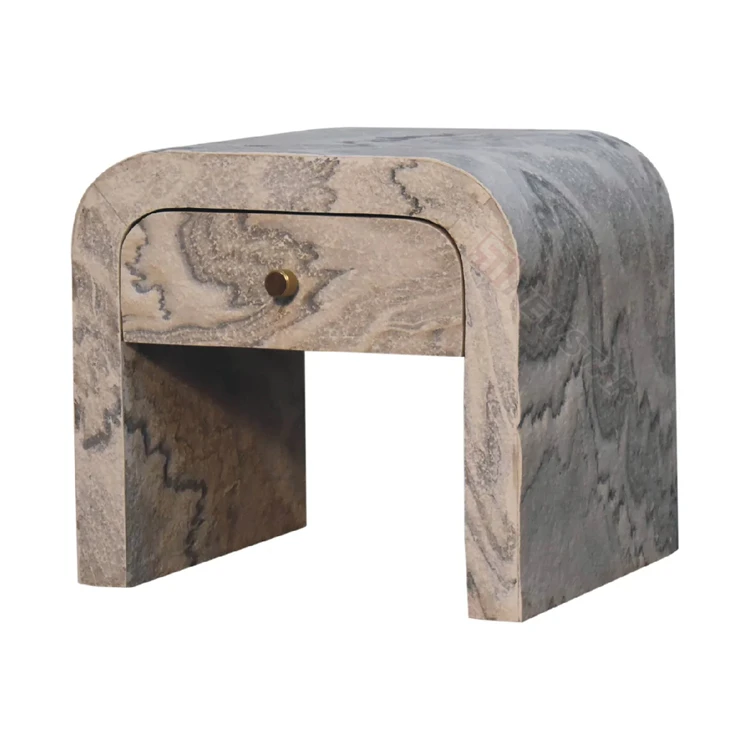 Newstar Simple Modern Marble Stone Nightstand Bedroom Cream Style Bedside Table Storage Drawer Travertine Bedside Table